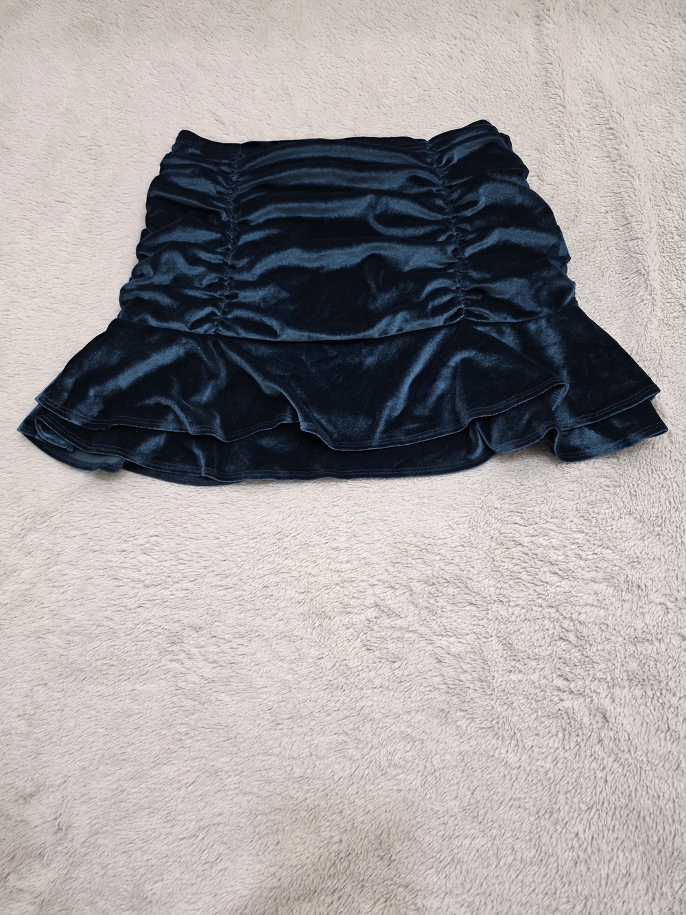 wild fable Navy Velvet Ruffle Mini Skirt